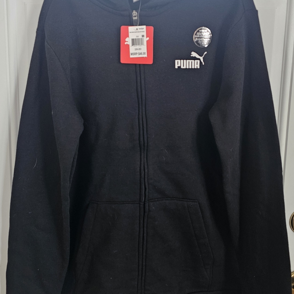 Kids Puma Black Zip-Up Hoodie Boys Size XL